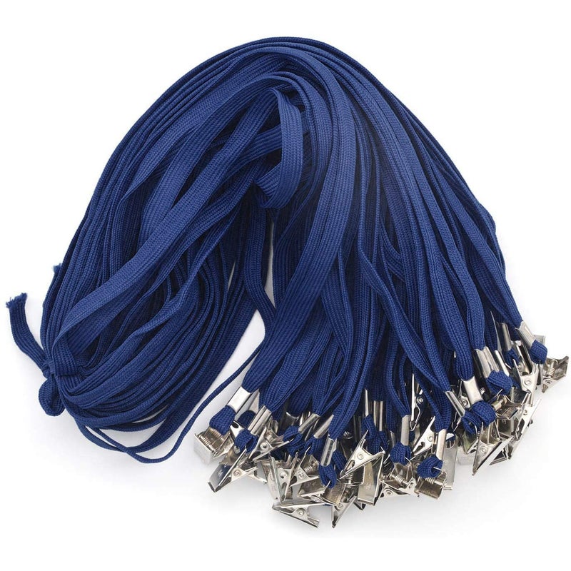 Beebel Navy Blue Lanyards 50PCS 32-Inch Flat Lanyard with Badge Clip (Navy Blue) - Image 1